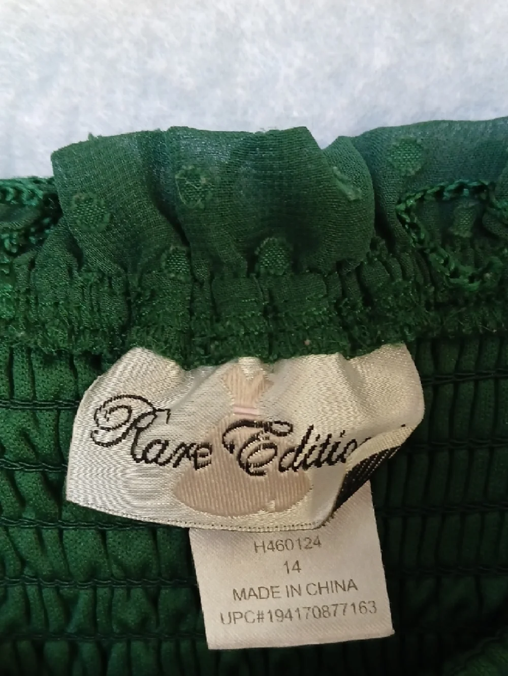 Rare Editions Green Smocked Embroidered Girls Dress SZ 14 - Picture 2 of 7